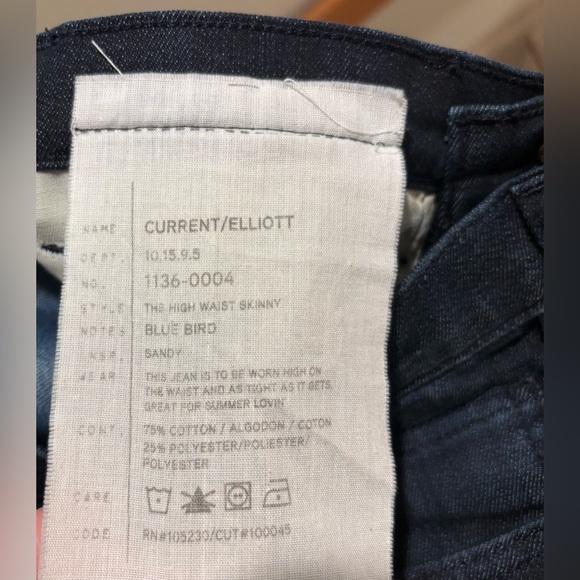 Current Elliot Made in USA High Waist Skinny in Dark Wash “Blue Bird”, Size 27 - Picture 8 of 10